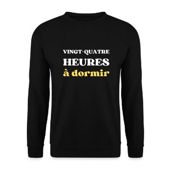 VINGT QUATRE HEURES à dormir - Sweat-shirt Unisexe - noir - Devant - Alina (178cm) & Michal (187cm)