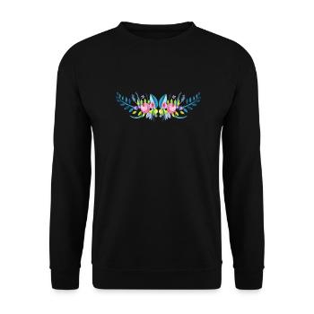 Blumenranke Geschenk Frauen - Unisex Pullover - Schwarz - Vorne - Alina (178cm) & Michal (187cm)