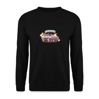 Vintage Car Auto Autoliebhaber Oldtimer Fanatiker - Unisex Pullover - Schwarz - Vorne - Alina (178cm) & Michal (187cm)