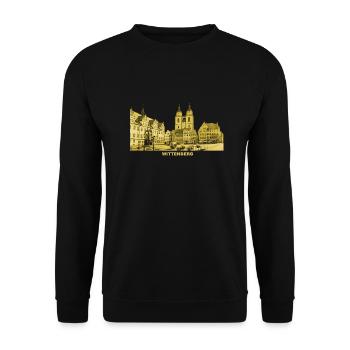 Wittenberg Lutherstadt Sachsen-Anhalt Stadtkirche - Unisex Pullover - Schwarz - Vorne - Alina (178cm) & Michal (187cm)