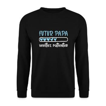 Futur papa, humour, annonce grossesse. - Sweat-shirt Unisexe - noir - Devant - Alina (178cm) & Michal (187cm)