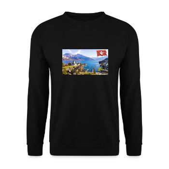 Spiez, Schweiz. - Unisex Pullover - Schwarz - Vorne - Alina (178cm) & Michal (187cm)