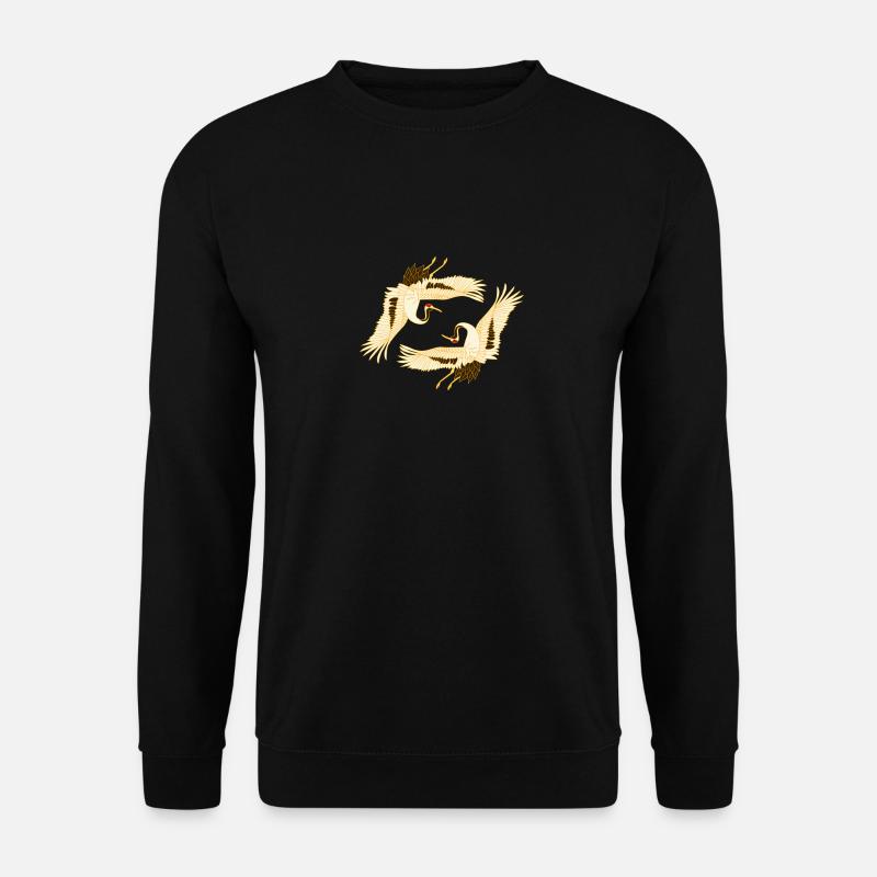 japanische Kraniche golden oriental - Unisex Pullover - Schwarz