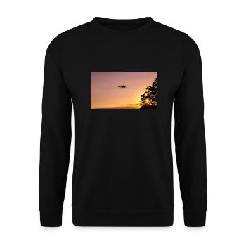 military helicopter in the sky - Unisex Sweatshirt - black - Front - Alina (178cm) & Michal (187cm)