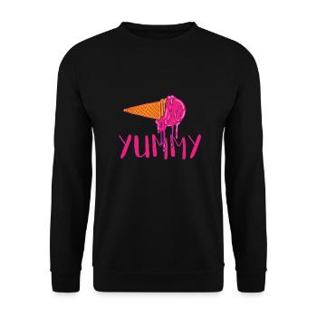 Yummy | lecker | Eis | Sommer | Eis essen - Unisex Pullover - Schwarz - Vorne - Alina (178cm) & Michal (187cm)