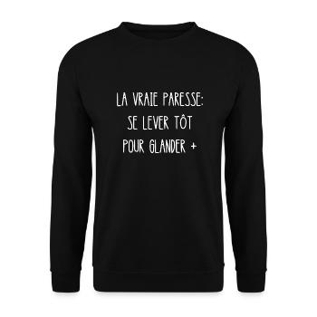 la vraie paresse - Sweat-shirt Unisexe - noir - Devant - Alina (178cm) & Michal (187cm)