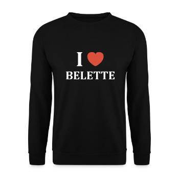i love belette - Sweat-shirt Unisexe - noir - Devant - Alina (178cm) & Michal (187cm)
