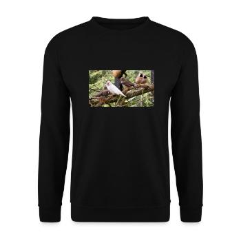 Finch Flock - zebra finches - Unisex Sweatshirt - black - Front - Alina (178cm) & Michal (187cm)