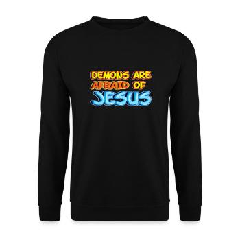 Jesus Christ Has Victory Over Demons - Unisex Sweatshirt - black - Front - Alina (178cm) & Michal (187cm)