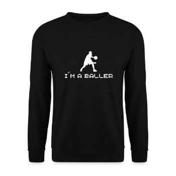 I m a Baller - Unisex Pullover - Schwarz - Vorne - Alina (178cm) & Michal (187cm)