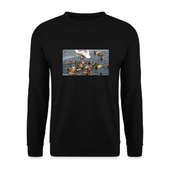 Duck with family - Unisex Sweatshirt - black - Front - Alina (178cm) & Michal (187cm)