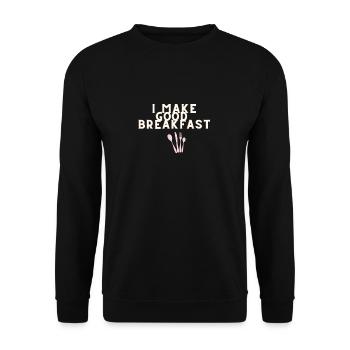 « Je fais un bon petit déjeuner » Drôle de petit déjeuner en disant - Sweat-shirt Unisexe - noir - Devant - Alina (178cm) & Michal (187cm)