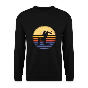 Sport Retro Sunset Cricket - Unisex Pullover - Schwarz - Vorne - Alina (178cm) & Michal (187cm)