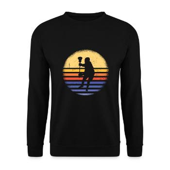 Sport Retro Sunset Lacrosse - Unisex Pullover - Schwarz - Vorne - Alina (178cm) & Michal (187cm)