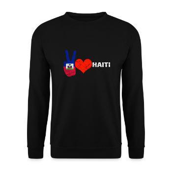 Haiti Haitianer Stolz Flagge Flaggentag I Geschenk - Unisex Pullover - Schwarz - Vorne - Alina (178cm) & Michal (187cm)