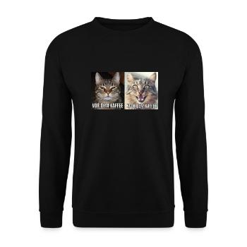 Nach und Vor dem Kaffe - Unisex Pullover - Schwarz - Vorne - Alina (178cm) & Michal (187cm)