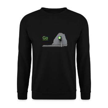 The traffic light glows green in front of the gray - Unisex Sweatshirt - black - Front - Alina (178cm) & Michal (187cm)