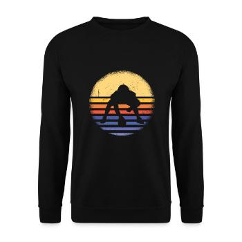 Sport Retro Sunset Flag Football - Sweat-shirt Unisexe - noir - Devant - Alina (178cm) & Michal (187cm)