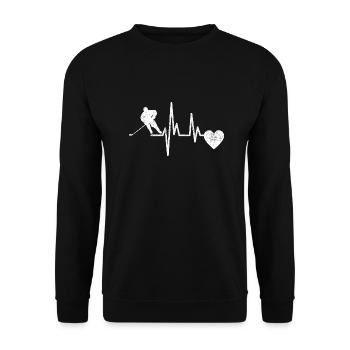 Eishockey Eishockeyspieler Hockeyfan Eishockeyteam - Unisex Pullover - Schwarz - Vorne - Alina (178cm) & Michal (187cm)