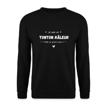 Je suis un tonton râleur mais au grand cœur - Sweat-shirt Unisexe - noir - Devant - Alina (178cm) & Michal (187cm)