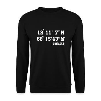 Bonaire Antillen Koordinaten Karibik Insel Urlaub - Unisex Pullover - Schwarz - Vorne - Alina (178cm) & Michal (187cm)