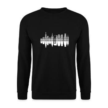City Skyline + Tree - White - Unisex Sweatshirt - black - Front - Alina (178cm) & Michal (187cm)