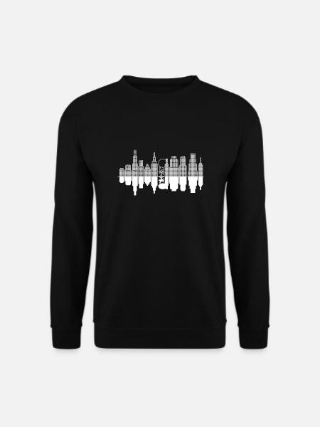 City Skyline + Tree - White - Unisex Sweatshirt - black