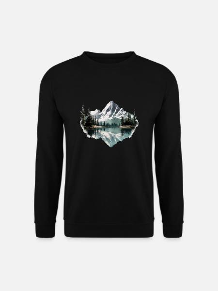 Schöne Landschaft mit Berge, Geschenk Wandern - Unisex Pullover - Schwarz