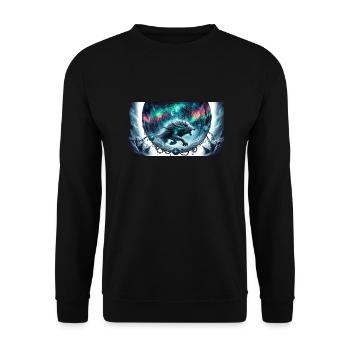 Norse Wolf Fenrir in Fantasy Wilds - Unisex Sweatshirt - black - Front - Alina (178cm) & Michal (187cm)