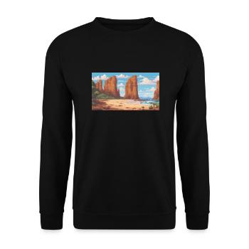 Great Ocean Road, Australia - Pixel Art - Unisex Sweatshirt - black - Front - Alina (178cm) & Michal (187cm)