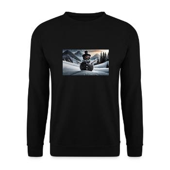Lustiger Hooey, ein Schneemann ist schwarz - Unisex Pullover - Schwarz - Vorne - Alina (178cm) & Michal (187cm)