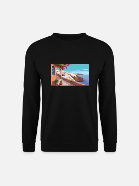 Oia, Santorini, Greece - Pixel Art - Unisex Sweatshirt - black