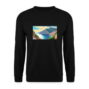 Amalfi Coast, Italy - Pixel Art - Unisex Sweatshirt - black - Front - Alina (178cm) & Michal (187cm)