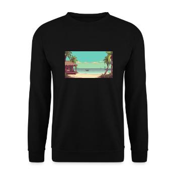 Isla Holbox, Mexico - Pixel Art - Unisex Sweatshirt - black - Front - Alina (178cm) & Michal (187cm)