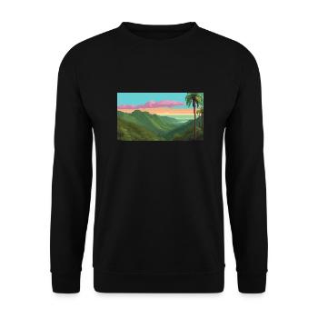 El Yunque National Forest, Puerto Rico, Pixelart - Unisex Pullover - Schwarz - Vorne - Alina (178cm) & Michal (187cm)