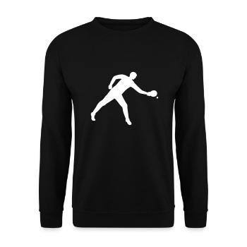 Players playing table tennis in white - Unisex Sweatshirt - black - Front - Alina (178cm) & Michal (187cm)