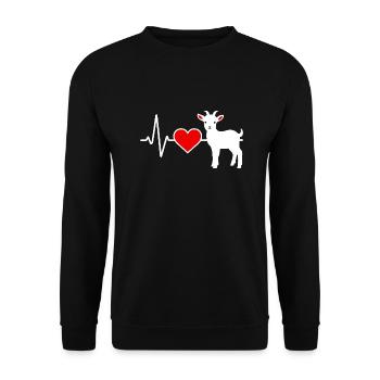 Silhouette de chèvre avec ligne de cœur et cœur rouge - Sweat-shirt Unisexe - noir - Devant - Alina (178cm) & Michal (187cm)