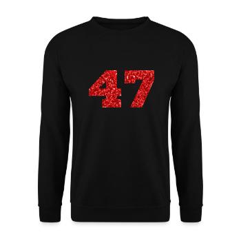 Number 47 Red Glitter - 47th Anniversary - Unisex Sweatshirt - black - Front - Alina (178cm) & Michal (187cm)