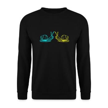 Schnecken Schneckenhaus Schnecke 80er 90er - Unisex Pullover - Schwarz - Vorne - Alina (178cm) & Michal (187cm)
