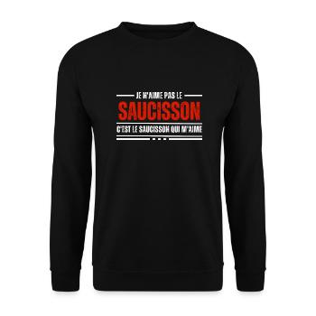 Je N'Aime Pas Le Saucisson C'est - Sweat-shirt Unisexe - noir - Devant - Alina (178cm) & Michal (187cm)