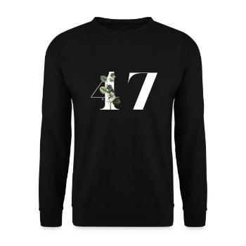 Number 47 Floral Green - 47th Floral Birthday - Unisex Sweatshirt - black - Front - Alina (178cm) & Michal (187cm)