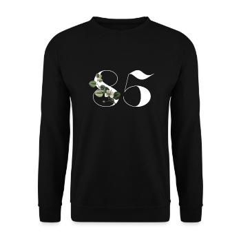 Number 85 Floral Green - 85th Floral Birthday - Unisex Sweatshirt - black - Front - Alina (178cm) & Michal (187cm)