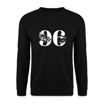 Numéro 96 floral noir - 96e anniversaire floral - Sweat-shirt Unisexe - noir - Devant - Alina (178cm) & Michal (187cm)