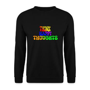 Think Happy Thoughts - Unisex Pullover - Schwarz - Vorne - Alina (178cm) & Michal (187cm)