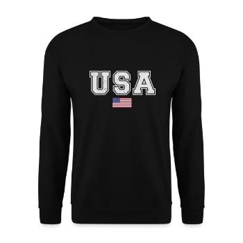 TEAM USA amerikanische Flagge Fahne unter Schrift - Unisex Pullover - Schwarz - Vorne - Alina (178cm) & Michal (187cm)