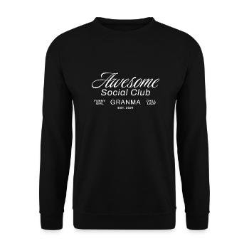 Awesome Brother Social Club Funny Cool - Unisex Pullover - Schwarz - Vorne - Alina (178cm) & Michal (187cm)