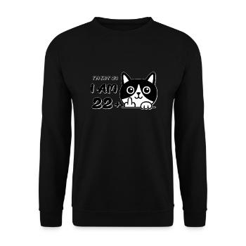 I'm Not 23, I Am 22 Plus 1 Middle Finger Cat Flip - Unisex Sweatshirt - black - Front - Alina (178cm) & Michal (187cm)