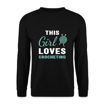 Crocheter This Girl Loves Crocheting - Unisex Sweatshirt - black - Front - Alina (178cm) & Michal (187cm)