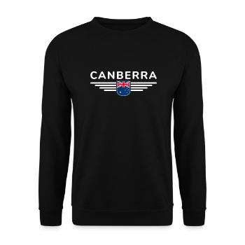 Canberra Australien T-Shirt für Fans und Liebhaber - Unisex Pullover - Schwarz - Vorne - Alina (178cm) & Michal (187cm)