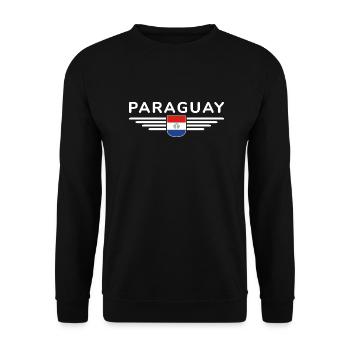 Paraguay Fan T-Shirt - Unisex Pullover - Schwarz - Vorne - Alina (178cm) & Michal (187cm)